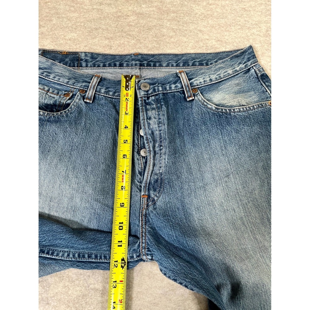 Levis 501 Original Fit Straight‎ Jeans Mens 36x34 Blue Denim Cotton Medium Wash - Picture 12 of 16